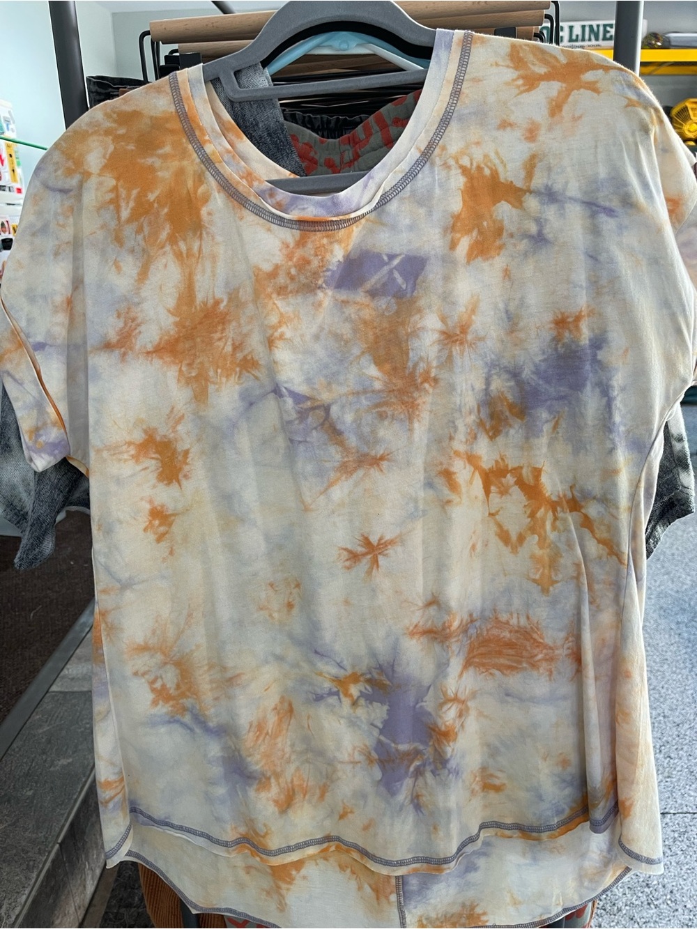 easel Tie-Dye Short Sleeve Tee in Orange & Lavender